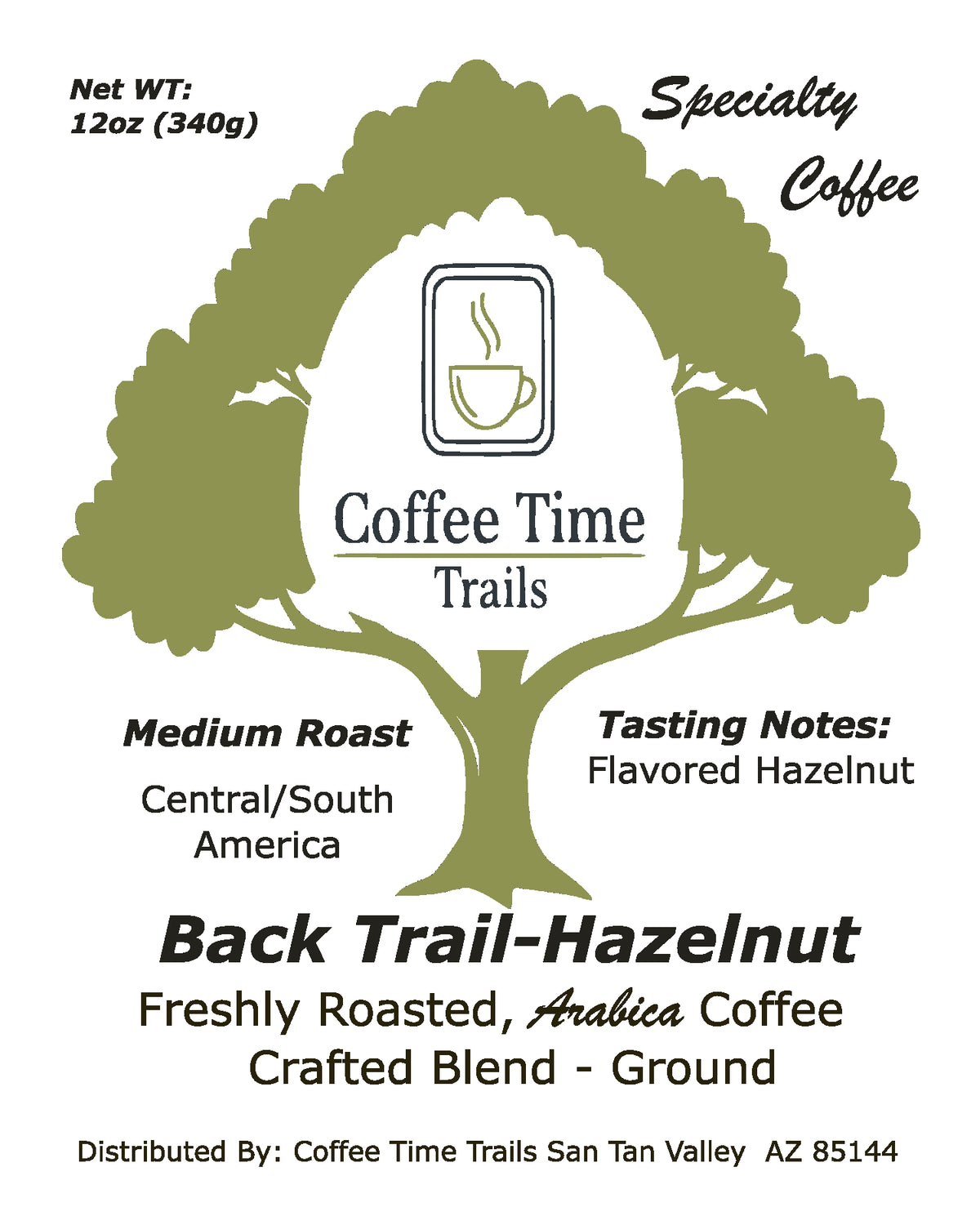 Back Trail- Hazelnut Flavored, Specialty Coffee
